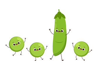 Peas character design. Peas on white background.