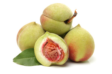 peaches  on white background