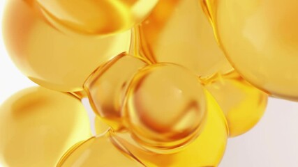 Oil yellow orange abstract background with round golden spheres close up. Footage for trade of vegetable, fish oil or machine. - Powered by Adobe