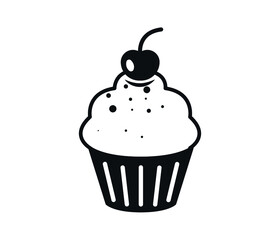 Fruity sweet tart, symbol of sweet baked cake, on white background. Bakery shop sign for mobile concept and web design. vector graphics
