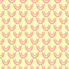 pink leaf flowers with yellow background seamless repeat pattern