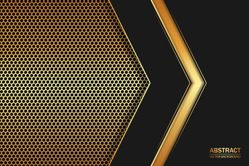 Black and gold arrows on a gold carbon fiber grid.