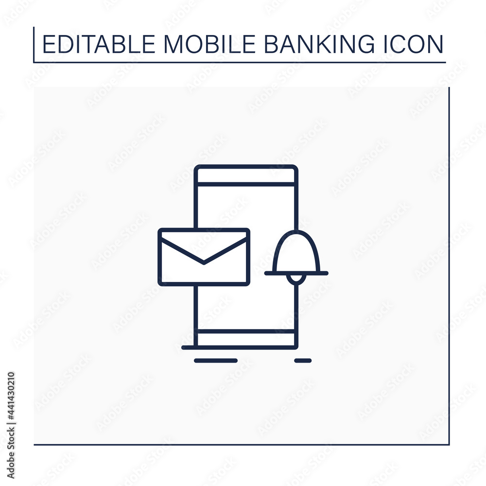 Poster email alert line icon. unread email notification. web banking message. new message on smartphone scr