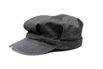 Vintage denim cap isolated on white with clipping path