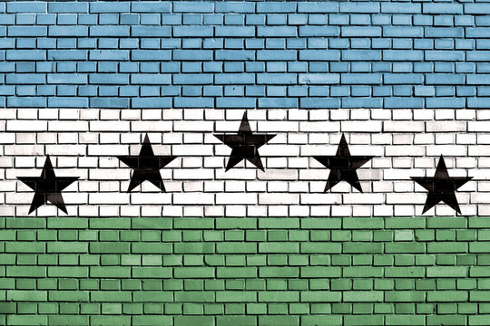 flag of Firestone, Colorado painted on brick wall