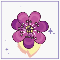 Isolated sketch of a colored flower