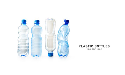 Water plastic bottles set.