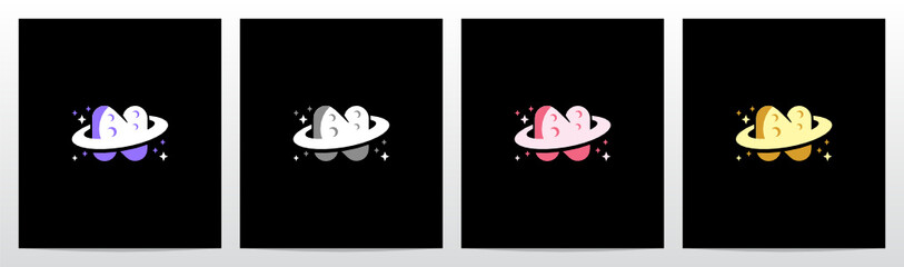 Planet Alphabet With Ring And Stars Letter Logo Design N © recehan