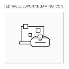 Technical devices line icon. Laptop and virtual reality goggles. Cybersport concept. Isolated vector illustration.Editable stroke
