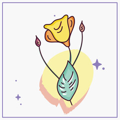 Isolated sketch of a colored flower