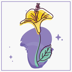 Isolated sketch of a colored flower