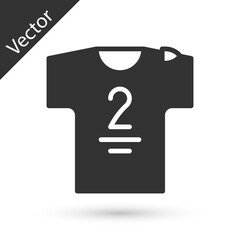 Grey Football jersey and t-shirt icon isolated on white background. Vector