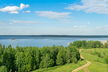Beautiful landscape of the Braslav lakes on the ecological trail Mount Mayak between the lakes Snudy and Strusto on a sunny summer day