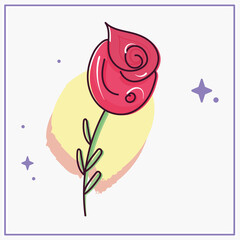 Isolated sketch of a colored flower