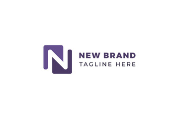 Letter N purple color cubic box business logo