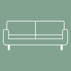 Minimalistic white sofa on green background