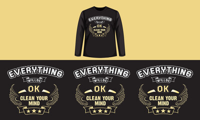 Quote Clean Your Mind, Trendy typography vertical design template for print t shirt fashion clothing poster. © Designer Rajib