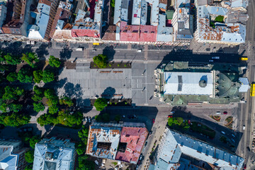 Aerial view of the opera house and square