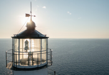 Close up view of white lighthouse at island Lefkada. Cape of Ducato © 22Imagesstudio