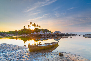 beautiful sunset on the beach of Bintan Island 