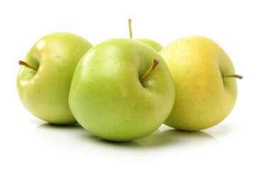 Green apple on white background