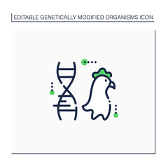 Chicken line icon. Genetically modified chicken meat. GMO product. Inorganic food. Genetically modified organism concept. Isolated vector illustration.Editable stroke