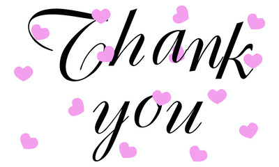 Thank you - handwritten. Can be used as a quote, phrase for postcards, banners, posters, clothing design.