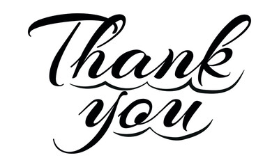 Thank you - handwritten. Can be used as a quote, phrase for postcards, banners, posters, clothing design.