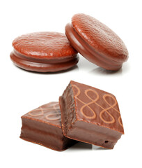 chocolate cake on white background