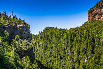 View on the Small Mount St Ann in the Percé Unesco  Geopark, located in Gaspesie (Quebec, Canada)