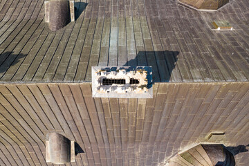 Aerial view of the roof of an ancient castle