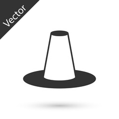 Grey Traditional korean hat icon isolated on white background. Vector