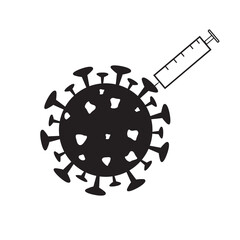 germ virus corona or covid-19 and syringes icon on white background vector.bacteria and germs.
