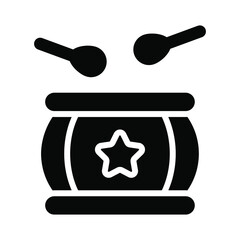 drum , music glyph icon, vector design usa independence day icon.