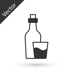 Grey Soju bottle icon isolated on white background. Korean rice vodka. Vector