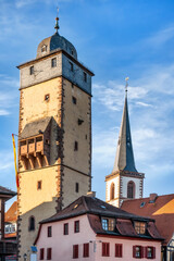 Obraz premium The Bayersturm in the old town of Lohr am Main, Bavaria