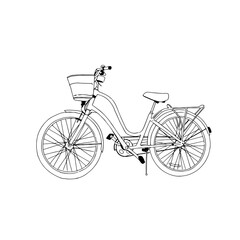 Fototapeta na wymiar Urban bicycle, hand drawn graphic, line art