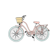 Urban bicycle, hand drawn graphic, line art
