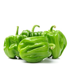 fresh green bell pepper (capsicum) on a white background