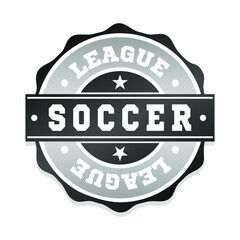 Soccer League Badge Icon Seal. Illustration Vector Stamp Design. Vintage Retro Style Insignia.