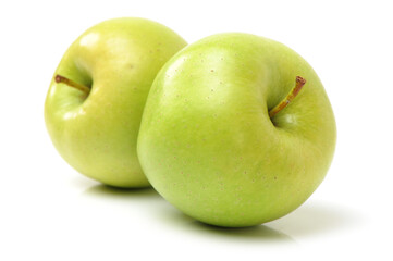 Green apple on white background