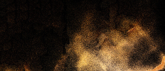 Abstract dark background with gold sparkles . Festive background for design. Creative copy space