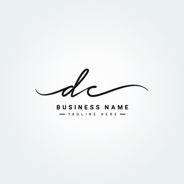 Initial Letter DC Logo - Handwritten Signature Style Logo
