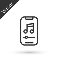 Grey line Music player icon isolated on white background. Portable music device. Vector