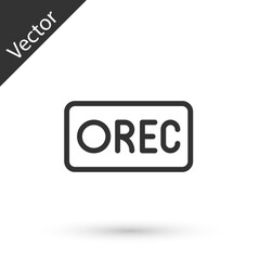 Grey line Record button icon isolated on white background. Rec button. Vector