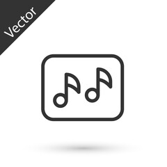 Grey line Music note, tone icon isolated on white background. Vector