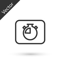 Grey line Stopwatch icon isolated on white background. Time timer sign. Chronometer sign. Vector