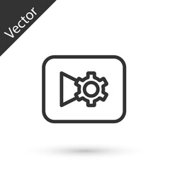 Obraz premium Grey line Music or video settings button icon isolated on white background. Vector