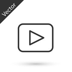 Grey line Play button icon isolated on white background. Vector