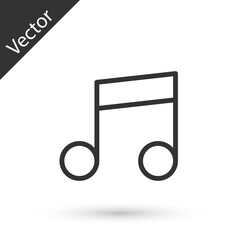 Grey line Music note, tone icon isolated on white background. Vector